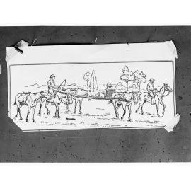 Sketch of man on a stretcher - John McDouall Stuart, 1862