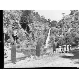Waterfall Gully Showing People Watching Waterfall