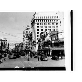 King William Street looking south from North Terrace - shows trams and automobiles