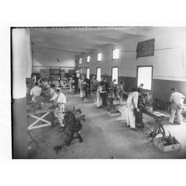 Views of students in workshop at trades school