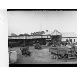 Steam traction engines and steam roller  in Local Government Yards, Thebarton  - engines run on steam - local government negatives