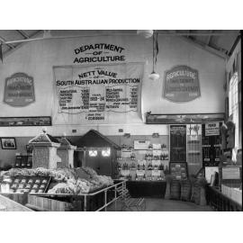 Exhibition for the Department of Agriculture showing wine seeds and wool