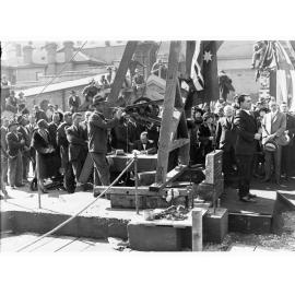 Laying the foundation stone for Adelaide Railway Station