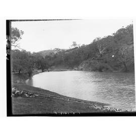 Millbrook Waterworks - view of weir showing impounded water and face of inlet tunnel