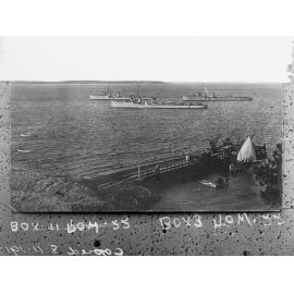Postcard of three ships in a harbour - copied for Harbours Board Report