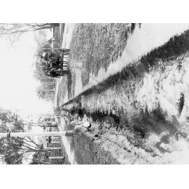 Drain at Kensington Gardens showing horse drawn carriage - Town Planning negatives Rose Park or Toorak