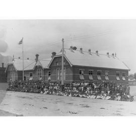 Gilles Street School, 101-119 Gilles Street, Adelaide - group of children outside the building