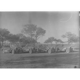 Parliamentary party on tour of Far North in Austin cars (government cars) - shows four automobiles