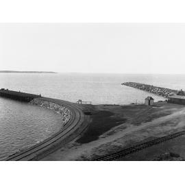 Granite Island, Victor Harbor, showing old railway track to kiosk