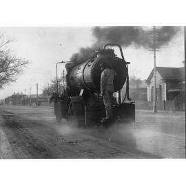 Steam wagon equipped as a tan sprayer
