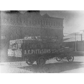 Motor lorry laden with export apples. A.E. Pitt and Sons fruit merchants for the east end market
