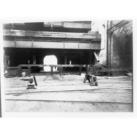 Armstrong and Whitworths works, Newcastle, England - railway locomotive being built