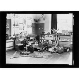 Children's Welfare Department -  children playing with blocks in playroom
