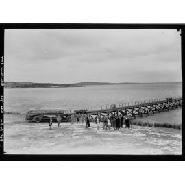 Dutton Bay - tour bus in front of jetty
