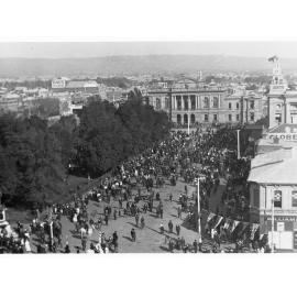 Peace Day Celebrations, Prime Minister Hughes arrival in Adelaide at Victoria Square
