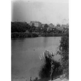 River Torrens showing man standing on bank