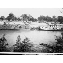 Paddlesteamer "Corowa" and barge loaded with wheat