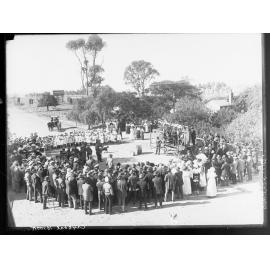 Northern Recruiting tour, crowds gathered in street at Crystal Brook - Northern Districts