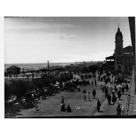 Glenelg Showing Clock Tower and Crowds of People
