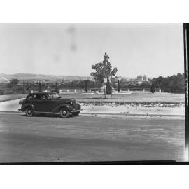 View from Montefiore Hill Overlooking City Showing Statue of Colonel Light - Automobile in Foreground