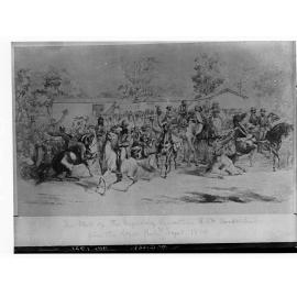 Sketch of the start of Robert O'Hara Burke's exploring expedition by Samuel Thomas Gill