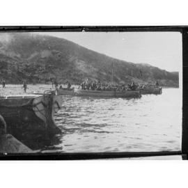 Soldiers arriving in boats at Gallipoli