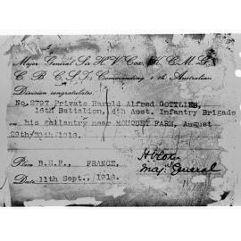 Document - Private Harold Alfred Gottlieb