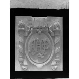 Carved stone panel for the Education Building