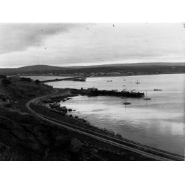 Victor Harbor township and harbor area, possibly taken from Granite Island.