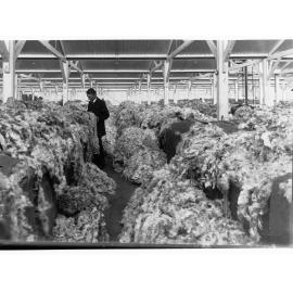 Man inspecting wool at Port Adelaide