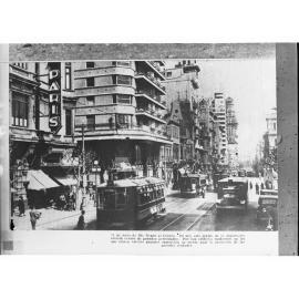 Busy City Street Possibly in Uruguay Showing Trams