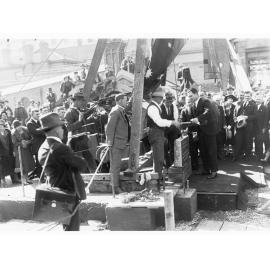 Laying the foundation stone for Adelaide Railway Station