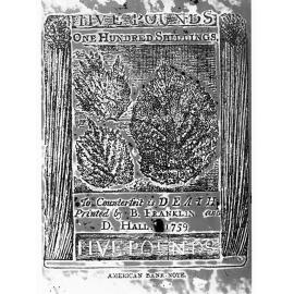 American Bank-Note Poster saying To Counterfeit is Death - printed by B Franklin and D Hall 1759