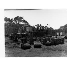 Men mixing tar for road construction at Tailem Bend