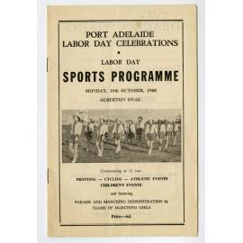  Labor Day Celebrations Sports Programme 1960