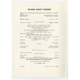 Menu , SS Iberia , Island Night Dinner