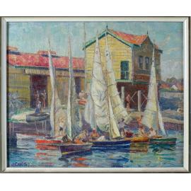 Painting of Yachts at Port Adelaide Sailing Club