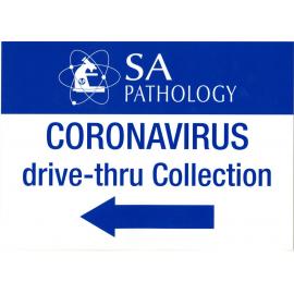 Corona virus drive-thru collection signage