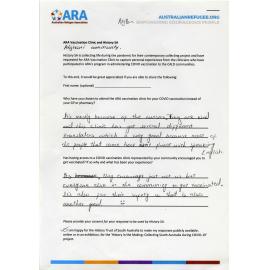 ARA Vaccination Clinic questionnaire - Afghan patient