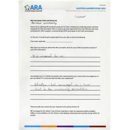 ARA Vaccination Clinic questionnaire - Burmese patient